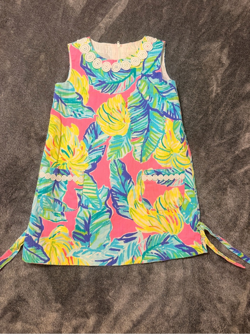 Lilly Pulitzer Pink, Yellow and Teal Embroidered Shift Dress